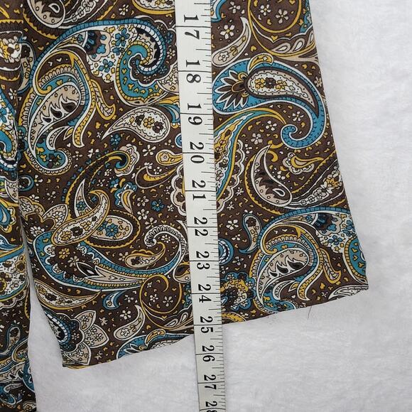 22W 24WBohemian Sequin V Neck Sheer Top Brown Paisley Print Flowy Long Sleeve - Picture 9 of 10